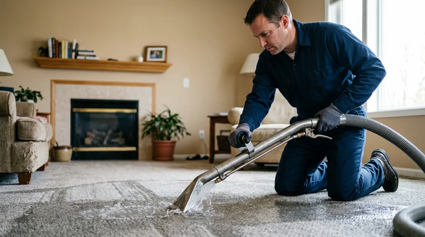 Water damage restoration technician working near Herron, MI